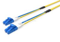 Fiberoptic patchcable LC/PC - LC/PC   singlemode  flat duplex  fiber 25m,  3x5mm cable 35cm fanout , short boots